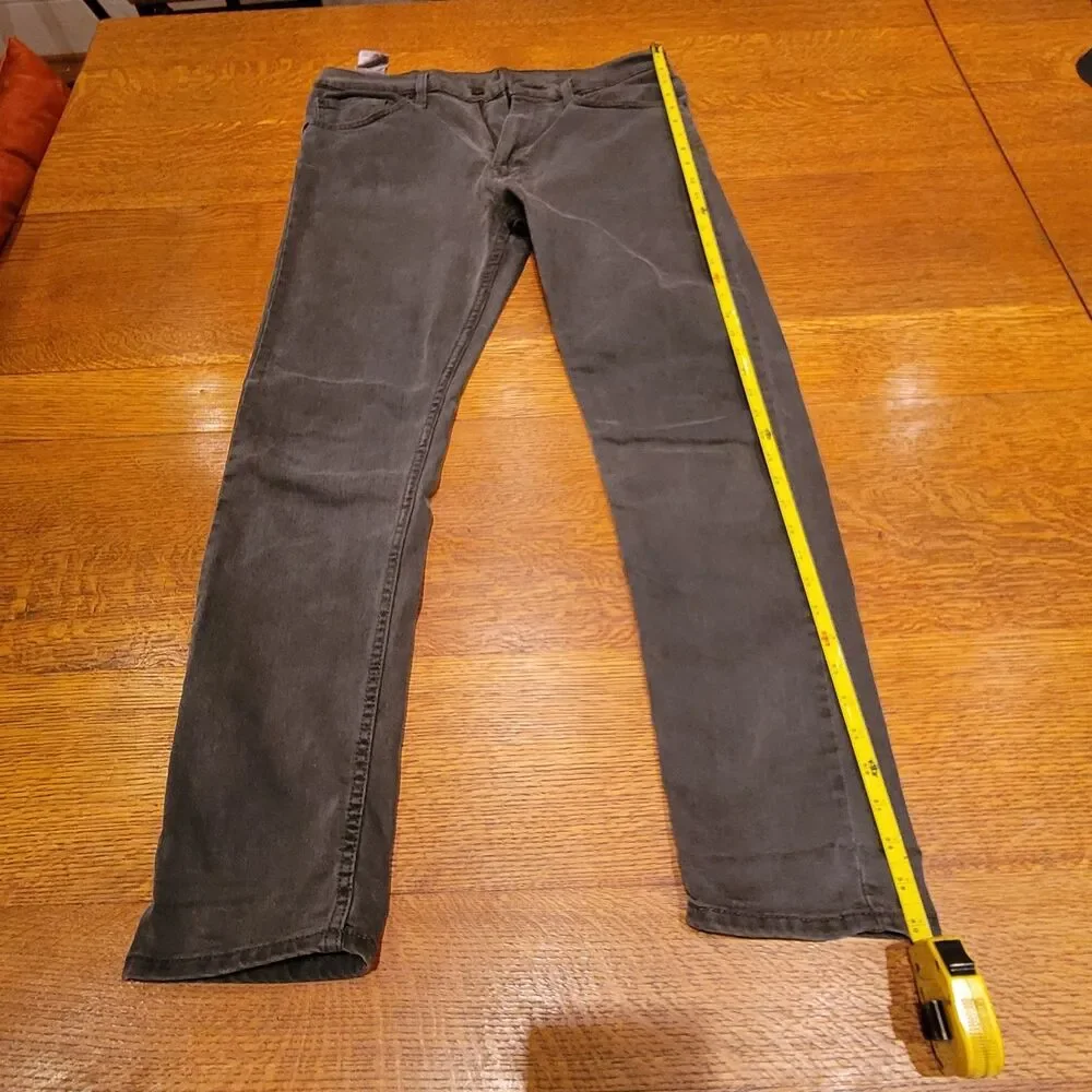 Levi's 512 34x32 Men's Gray Slim Fit Stretch Denim Jeans 5-Pocket Zip Button